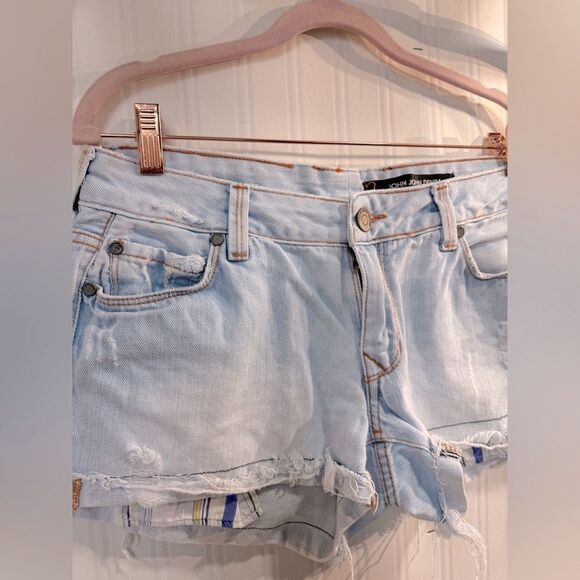 John John Light Blue Distressed Denim Shorts - Picture 2 of 6